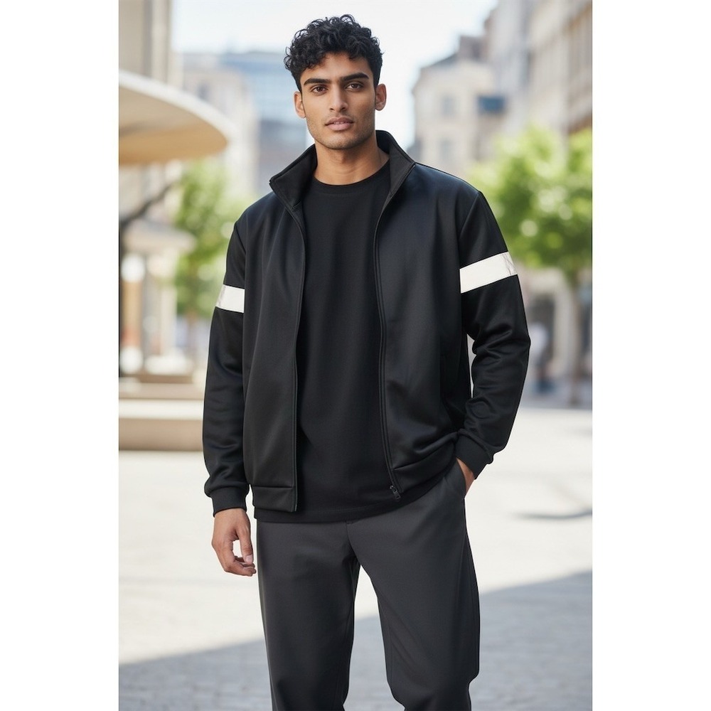 GSS safety Sport-Tek Jacket Mens Large Black Full Zip Reflective Workwear Fleece